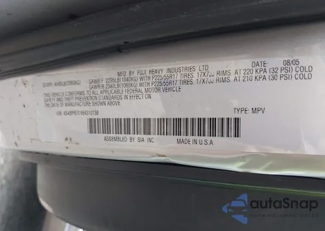 2006 Subaru Outback 2.5Xt/2.5Xt Limited from USA, damaged, VIN 4S4BP67C464310138